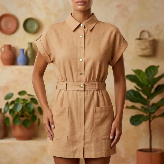 Túnica mujer en mezcla lino y algodón estilo bohemio chic 3 colores