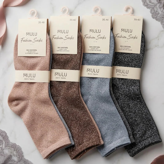 Pares de calcetines tobilleros brillantes sin costuras - "Lurex y comodidad"
