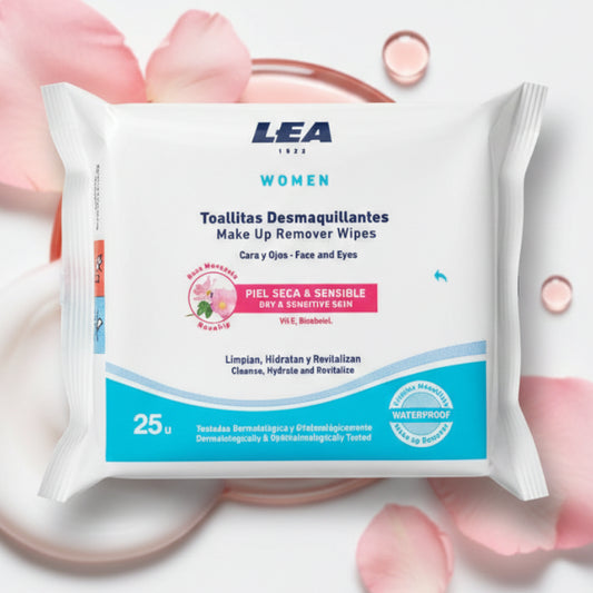 Pack de 25 Toallitas Limpiadoras de Rosa Mosqueta – LEA (Piel Seca y Sensible)